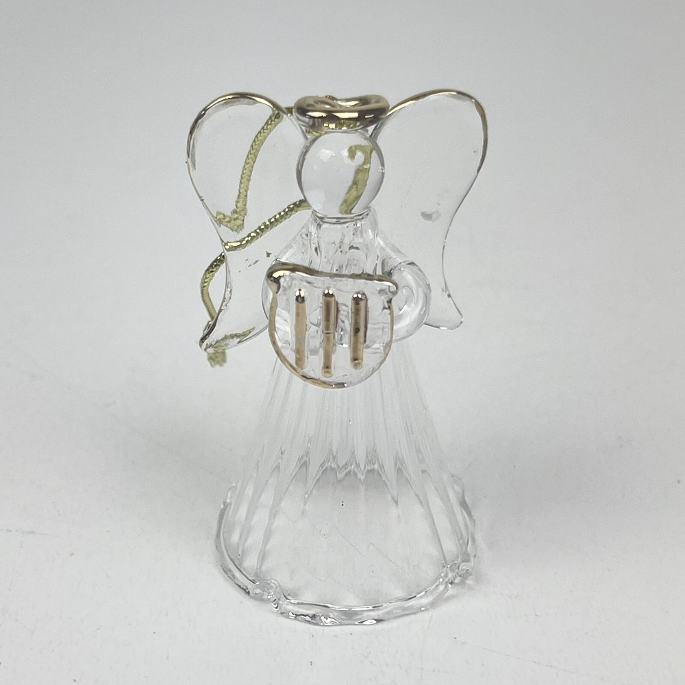 Clear Hand Blown Art Miniature Glass Angel Ornament Christmas